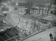 Vy över ombyggnaden av Trollhätte kanal 1915.